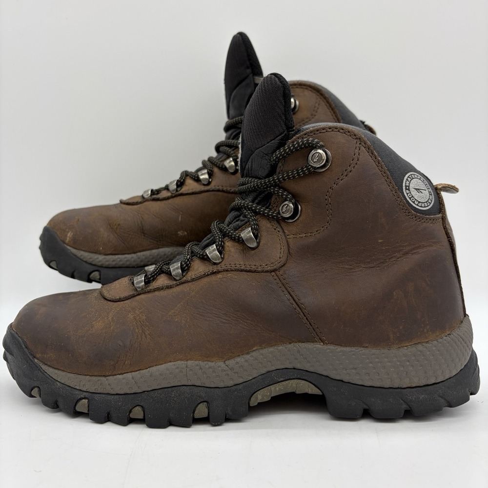 Hi-Tec Womens 9 Boots Altitude Hiking Waterproof Brown Leather Steel Shank